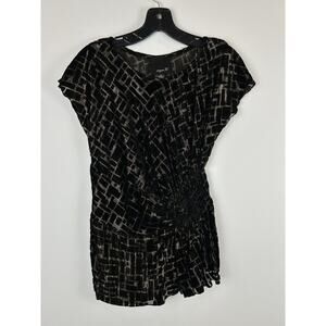 Aryn K. Silk Velvet Burnout Top Party Gold Metallic Black Size Medium Artsy‎